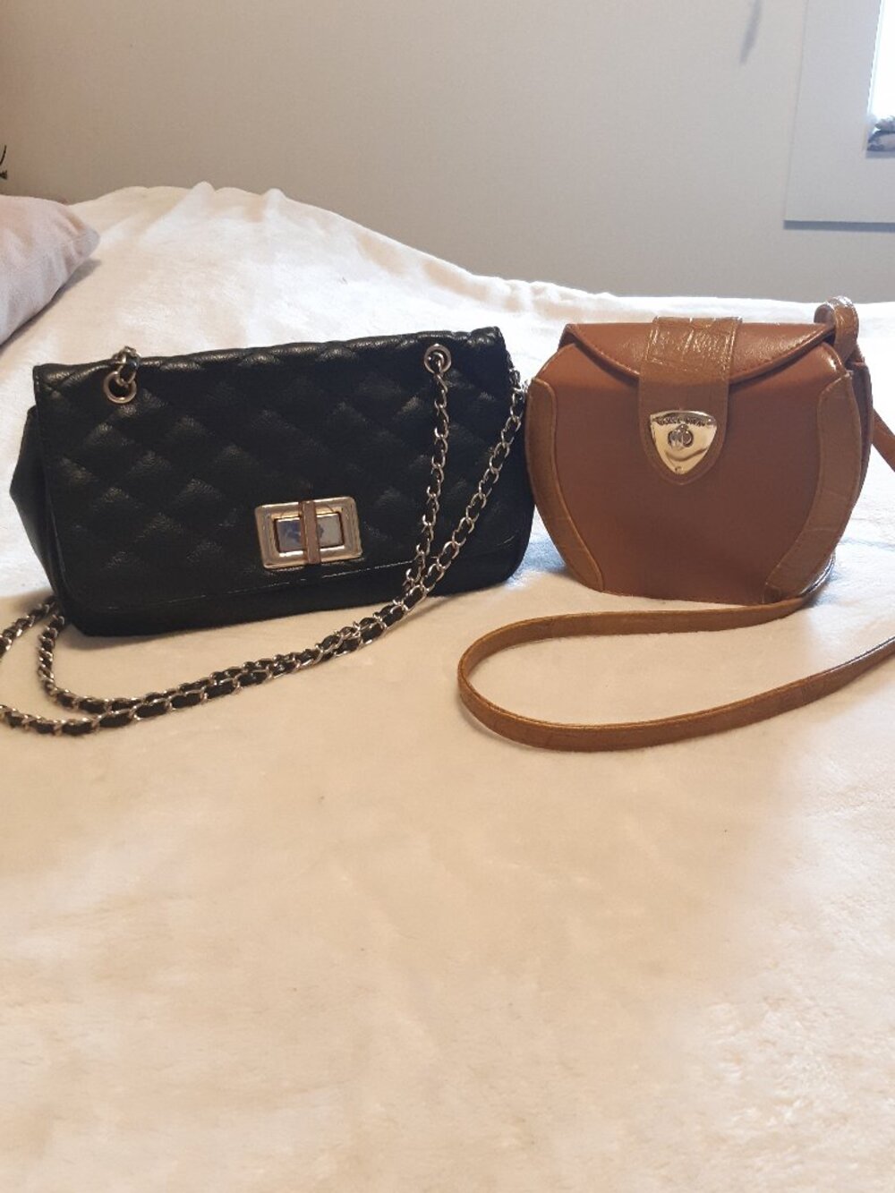 Bundle Of 2 Crossbody Bags ALDO Quilted Chain Flap & Vintage DOLCE VITA Cognac